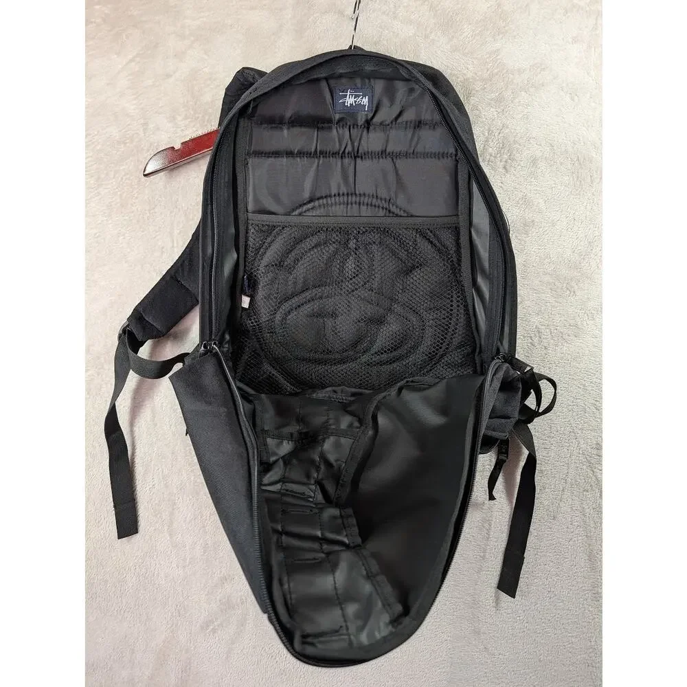 90s Y2K Vintage Stussy Black Backpack Clam Shell Skatewear Skate Unique - Picture 8 of 12